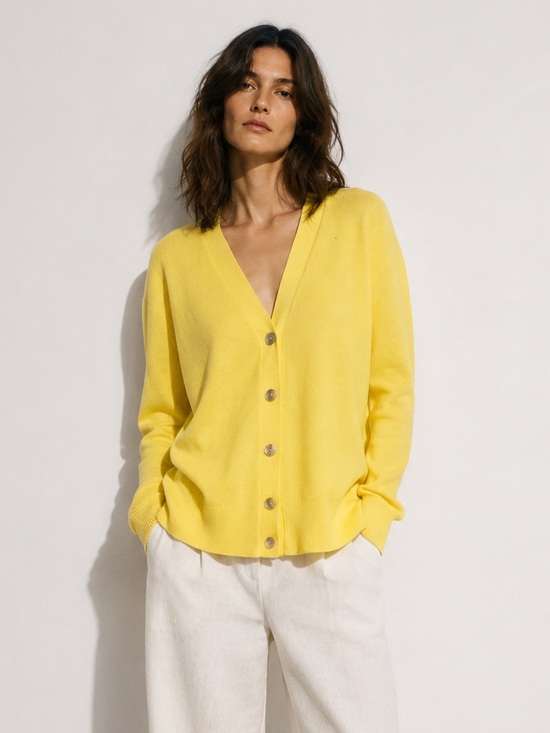 Zara Sweaters - ZARA Yellow Button Front Cardigan Sweater Size S